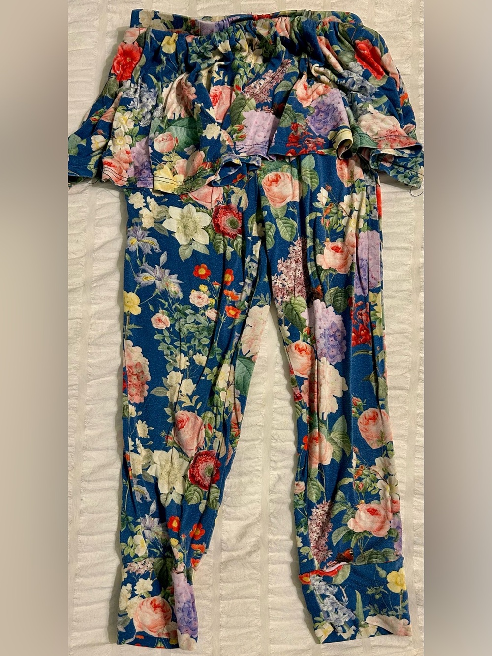 Posh Peanut Blue Floral Off-Shoulder Jumpsuit